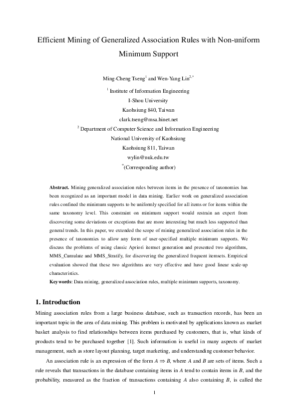 (PDF) Efficient mining of generalized association rules with non ...