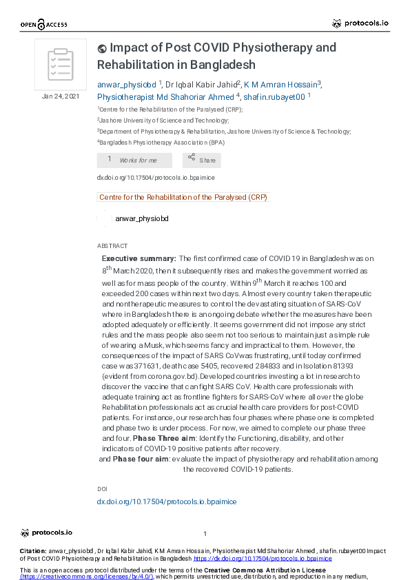(PDF) Impact of Post COVID Physiotherapy and Rehabilitation in ...