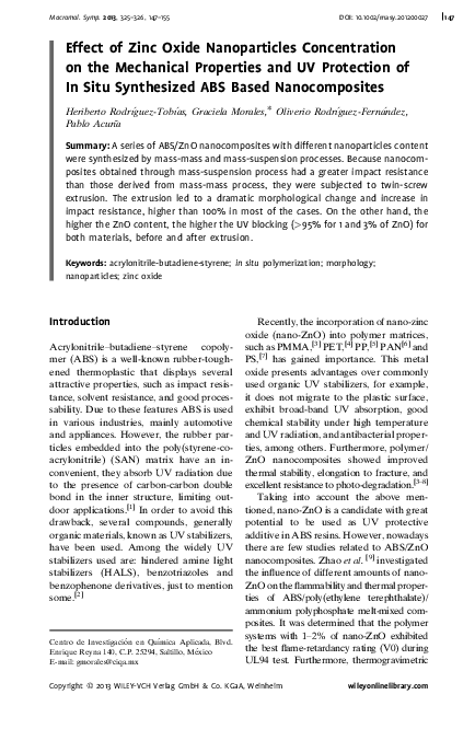 (PDF) Effect of Zinc Oxide Nanoparticles Concentration on the ...