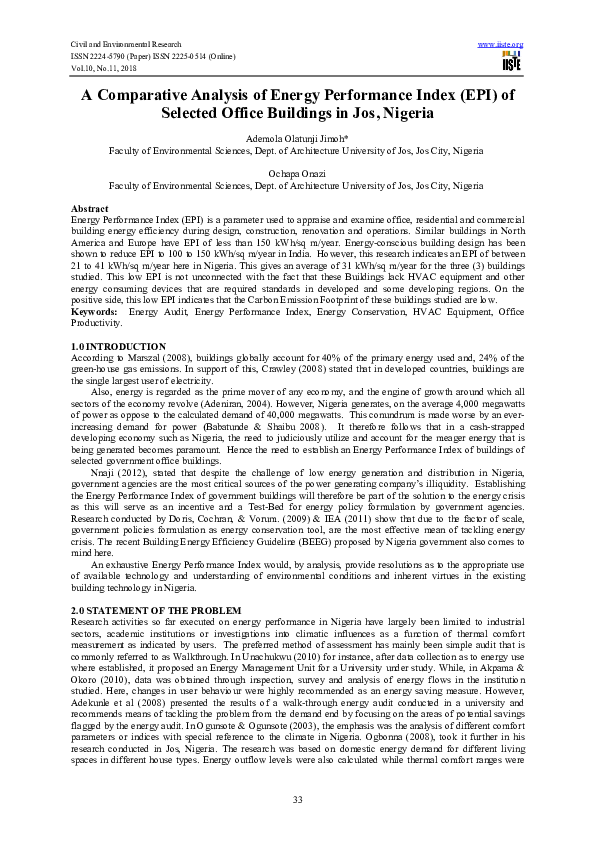 (PDF) A Comparative Analysis of Energy Performance Index (EPI) of ...