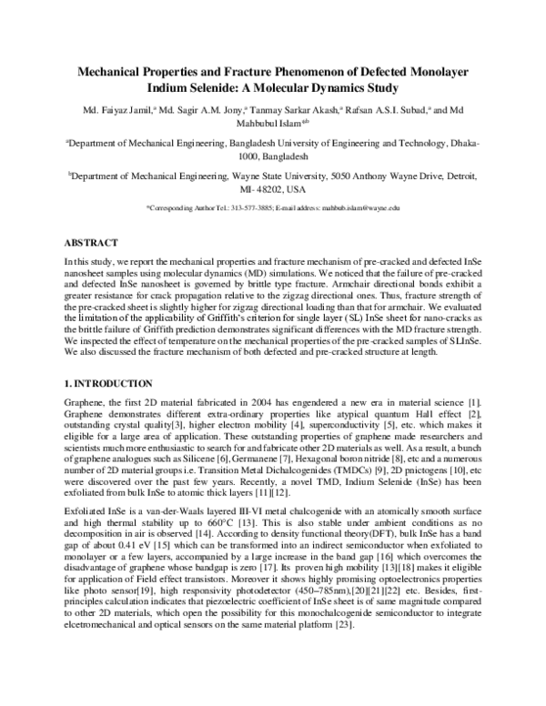 (PDF) Mechanical Properties and Fracture Phenomenon of Defected ...