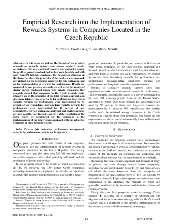 (PDF) Empirical Research into the Implementation of Rewards Systems in ...