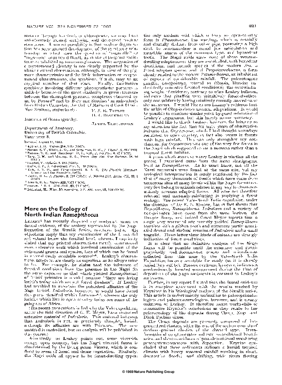 (PDF) More on the Ecology of North Indian Ramapithecus