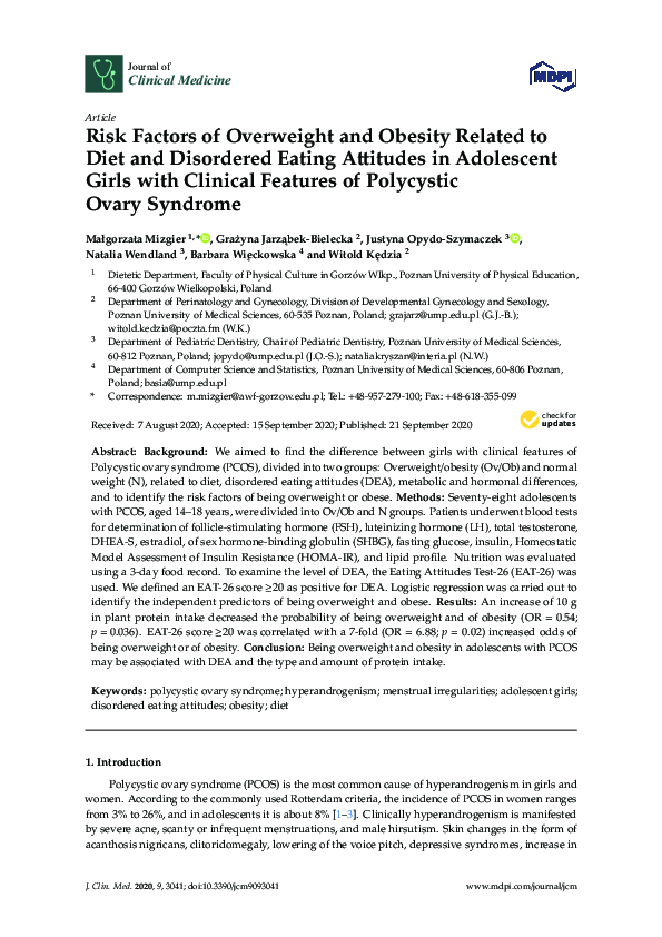 (PDF) Risk Factors of Overweight and Obesity Related to Diet and ...