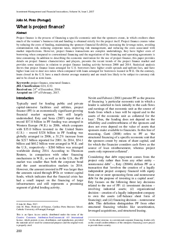 (PDF) What is Project Finance?