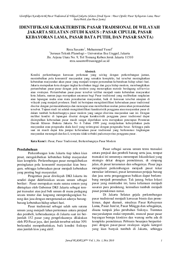 (PDF) Identifikasi Karakteristik Pasar Tradisional di Wilayah Jakarta