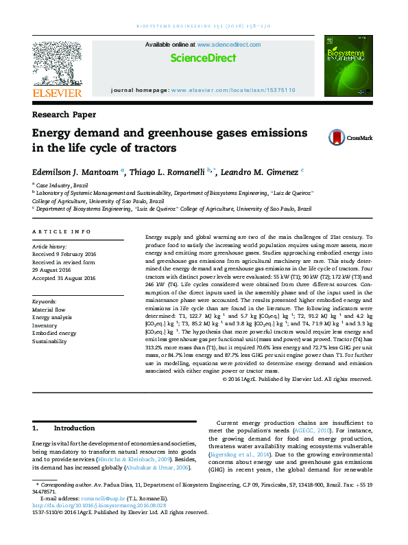 (PDF) Energy demand and greenhouse gases emissions in the life cycle of ...