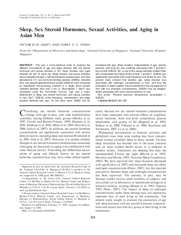 (PDF) Sleep, Sex Steroid Hormones, Sexual Activities, and Aging in ...