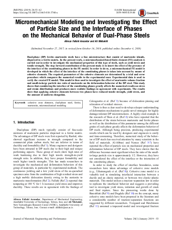(PDF) Micromechanical Modeling and Investigating the Effect of Particle ...