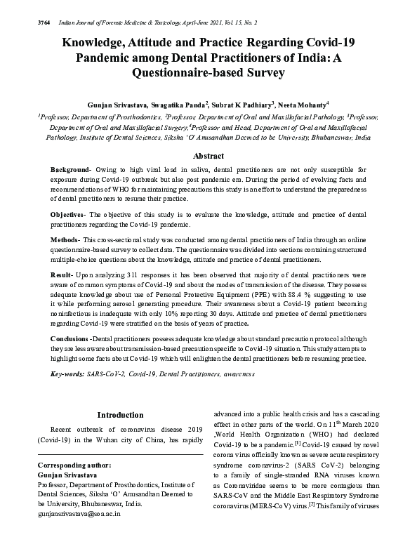 (PDF) Knowledge, Attitude and Practice Regarding Covid-19 Pandemic ...