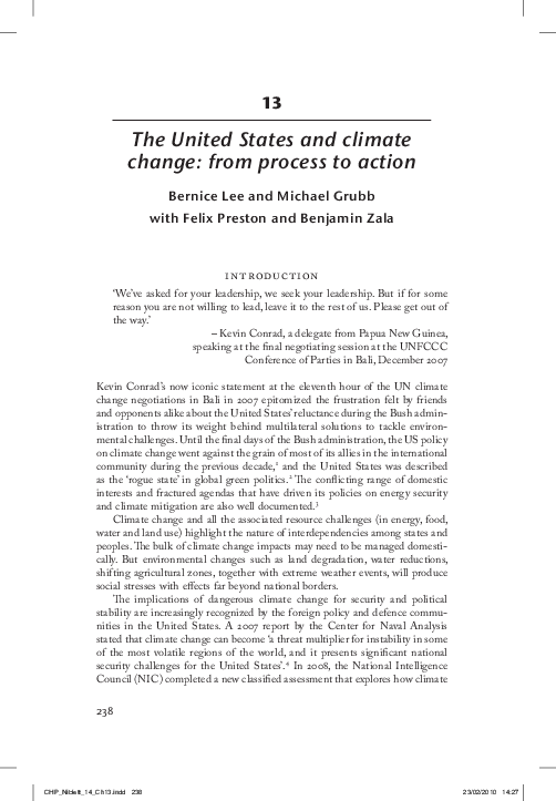 (PDF) The United States and Climate Change: From Process to Action