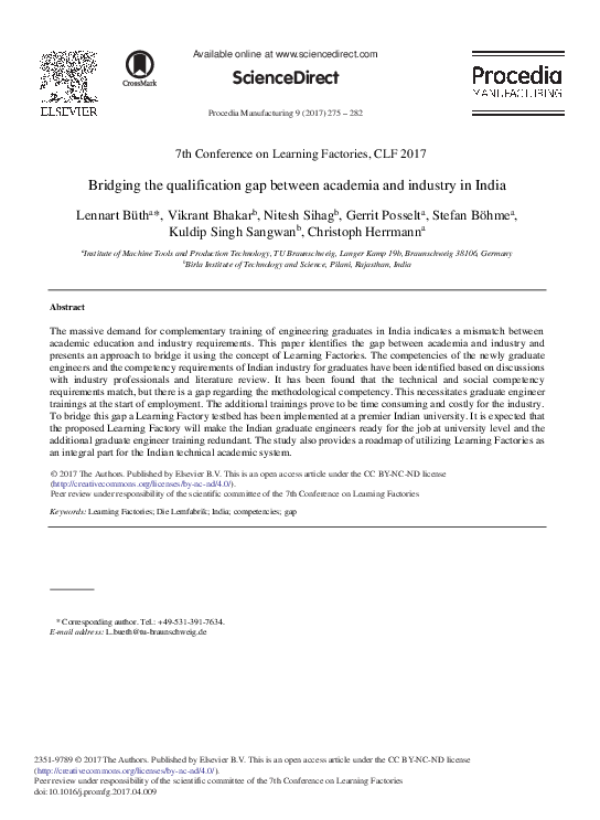 (PDF) Bridging the Qualification Gap between Academia and Industry in India