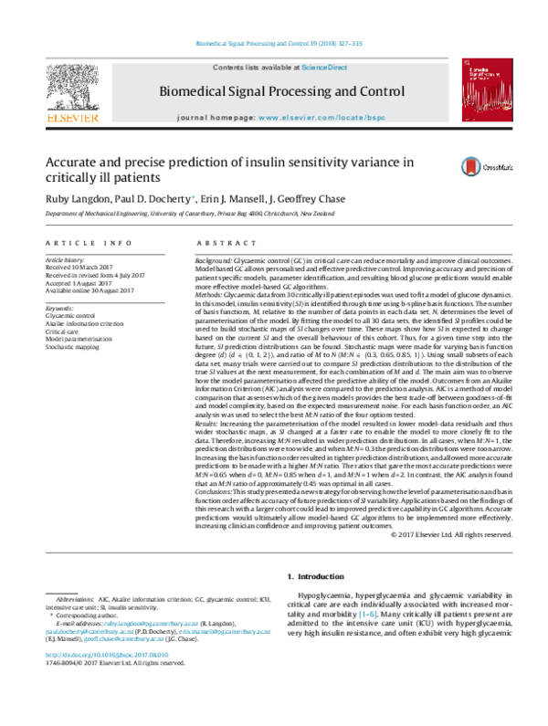 (PDF) Accurate and precise prediction of insulin sensitivity variance ...