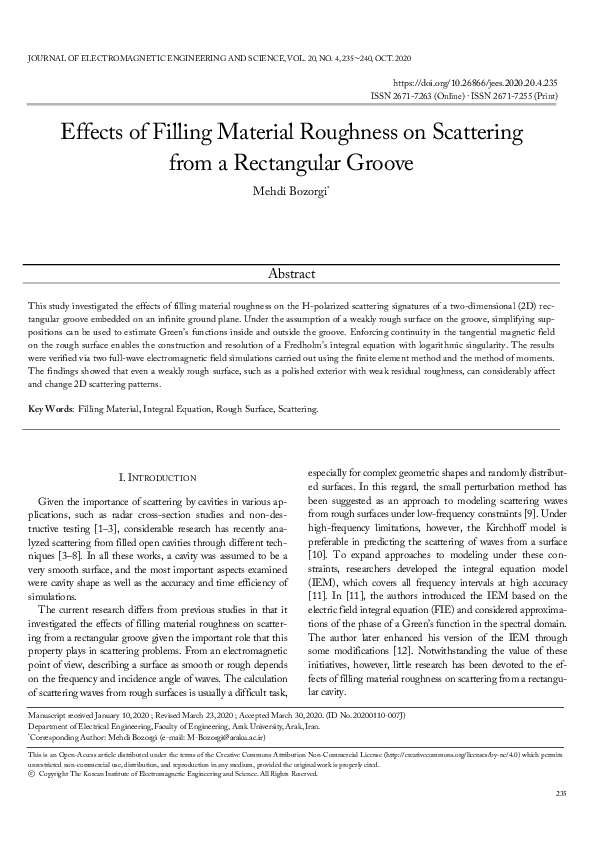 (PDF) Effects of Filling Material Roughness on Scattering from a ...