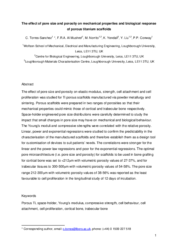 (PDF) The effect of pore size and porosity on mechanical properties and ...