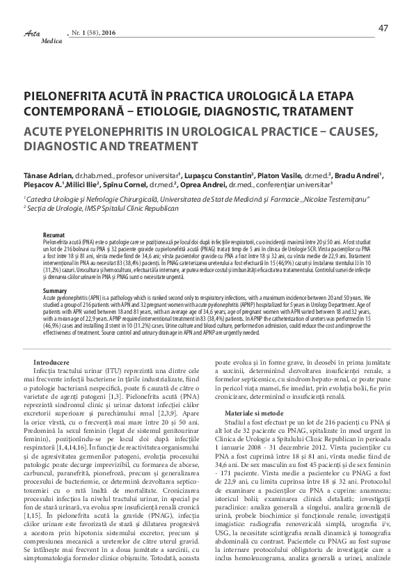 (PDF) Acute pyelonephritis in urological practice – causes, diagnostic ...