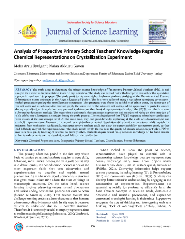 (PDF) Analysis of Prospective Primary School Teachers’ Knowledge ...