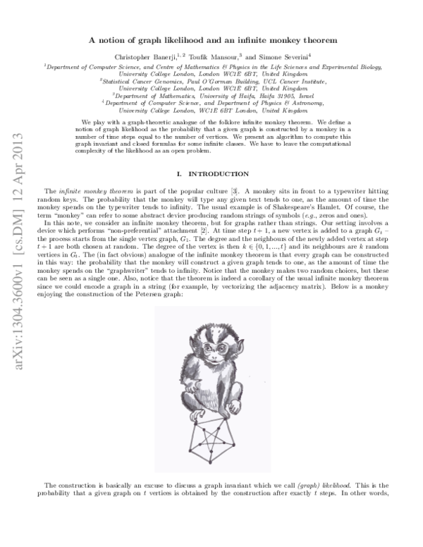 (PDF) A notion of graph likelihood and an infinite monkey theorem