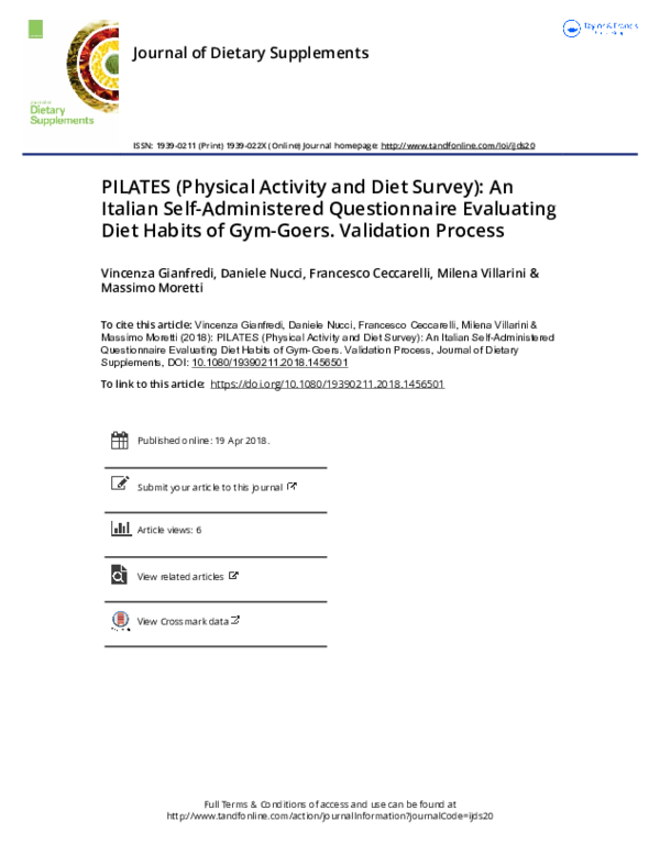 (PDF) PILATES (Physical Activity and Diet Survey): An Italian Self ...