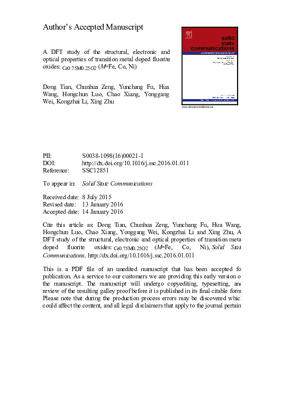 (PDF) A DFT study of structural, electronic and optical properties of ...