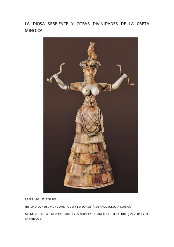 (PDF) LA DIOSA SERPIENTE Y OTRAS DIVINIDADES DE LA CRETA MINOICA