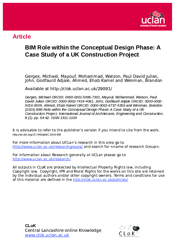 (PDF) BIM Role within the Conceptual Design Phase: A Case Study of a UK ...