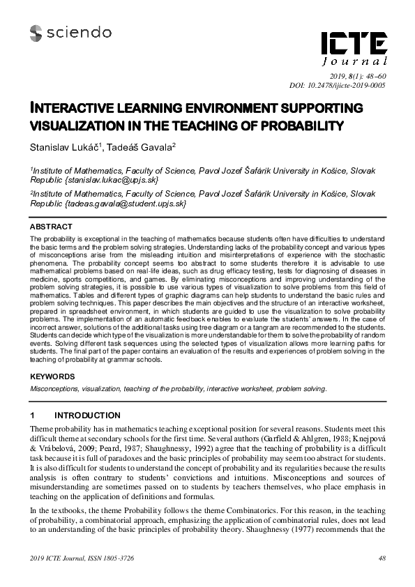 (PDF) Interactive Learning Environment Supporting Visualization in the ...