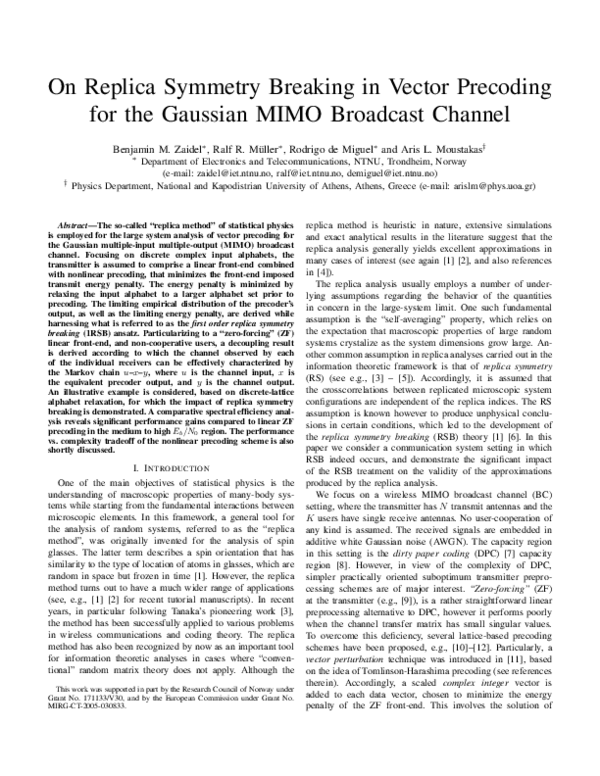 (PDF) On replica symmetry breaking in vector precoding for the Gaussian ...