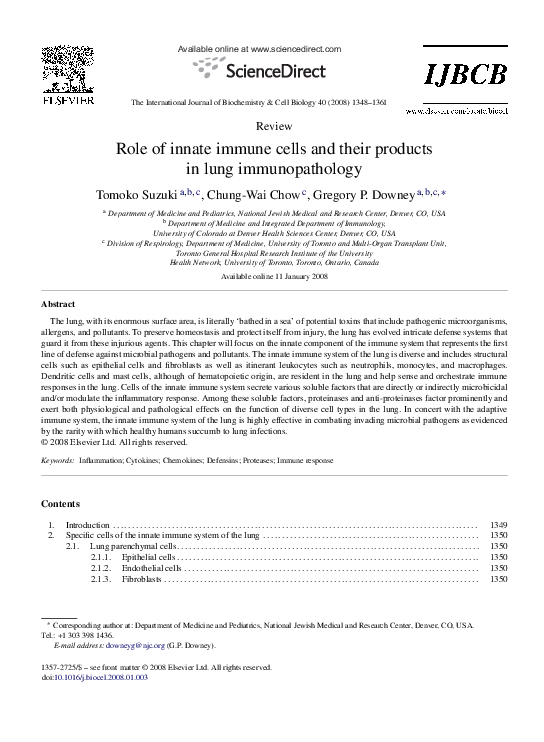 (PDF) Role of innate immune cells and their products in lung ...