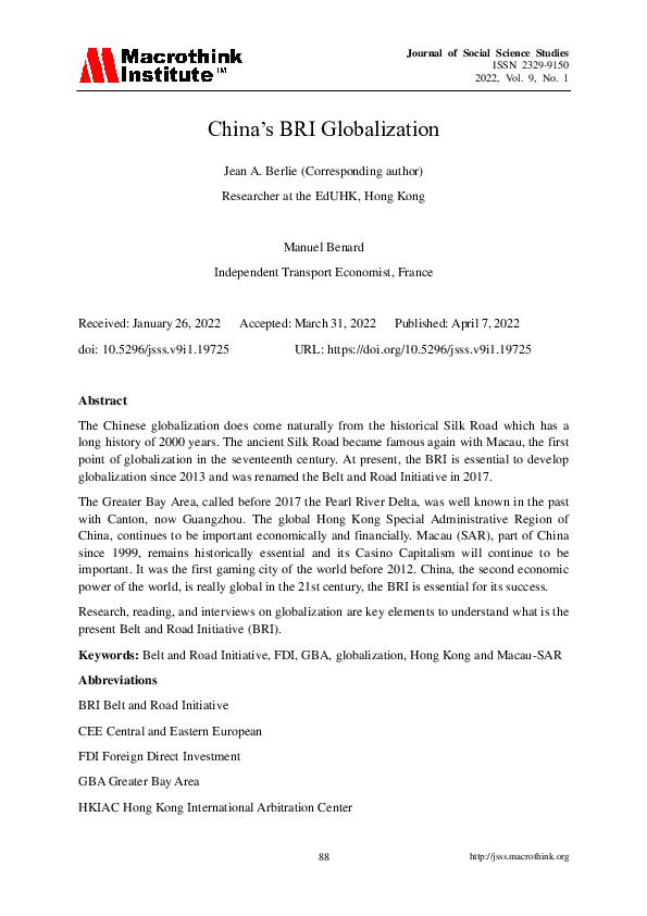 (PDF) China’s BRI Globalization