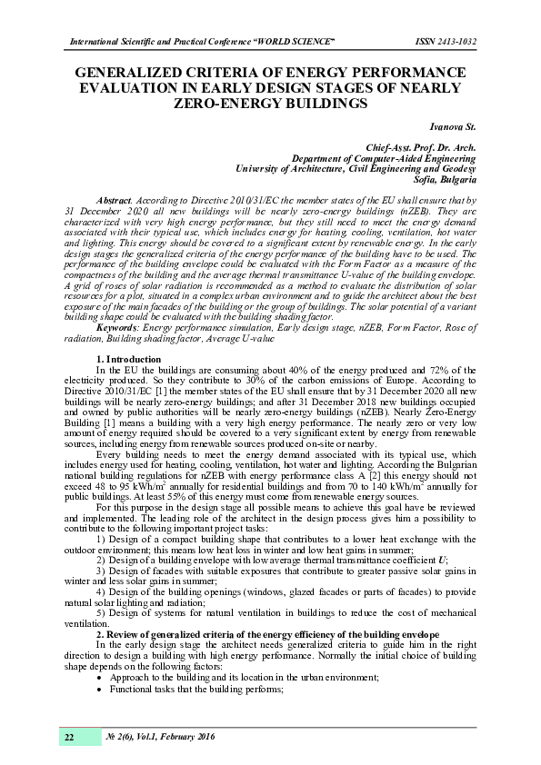(PDF) Generalized Criteria of Energy Performance Evaluation in Early ...
