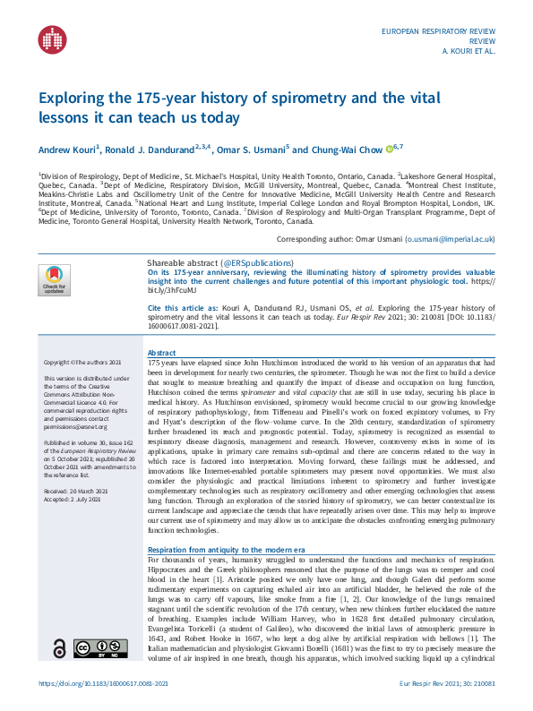 (PDF) Exploring the 175-year history of spirometry and the vital ...