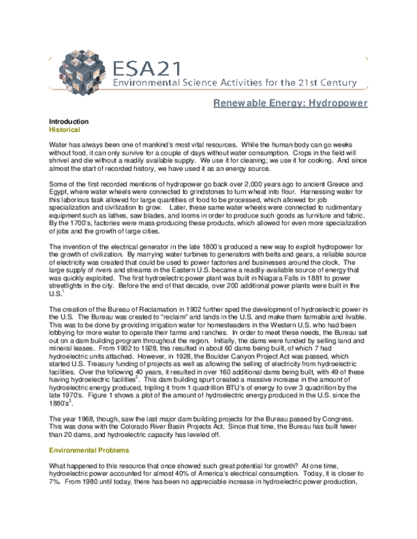 Pdf Renewable Energy Hydropower