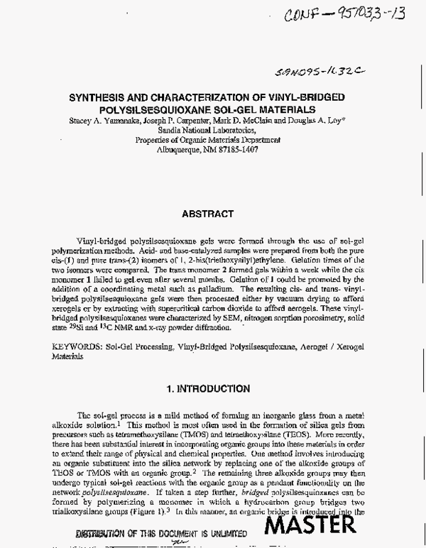 (PDF) Synthesis and characterization of vinyl-bridged ...