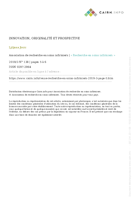 (PDF) Innovation, originalité et prospective