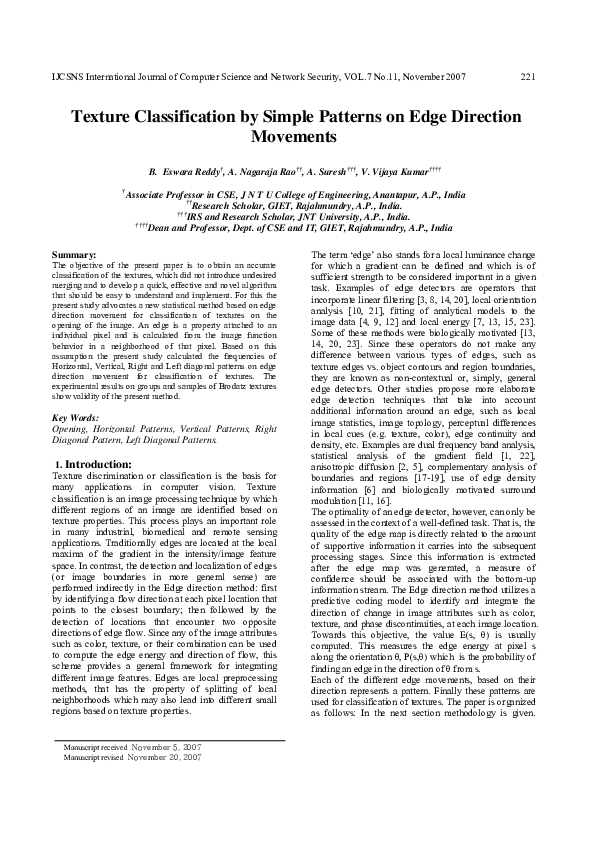(PDF) Texture Classification by simple patterns on edge direction movements