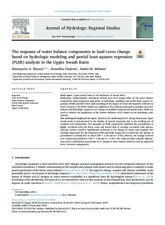 (PDF) The response of water balance components to land cover change ...