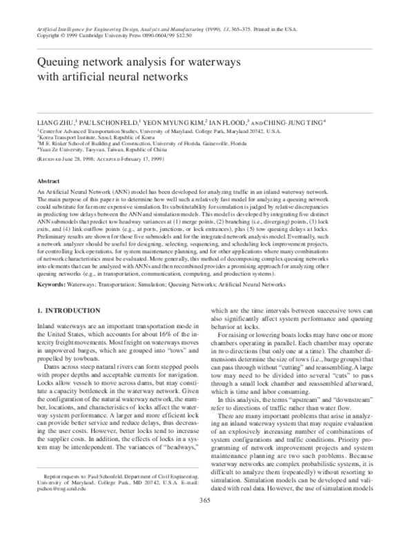 (PDF) Queuing network analysis for waterways with artificial neural ...