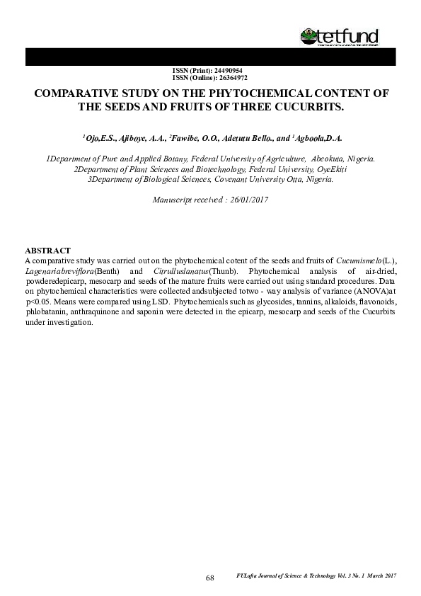 (PDF) Comparative Study on the Phytochemical Content of the Seeds and ...