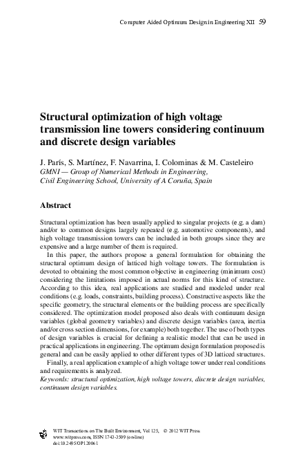 (PDF) Structural optimization of high voltage transmission line towers ...