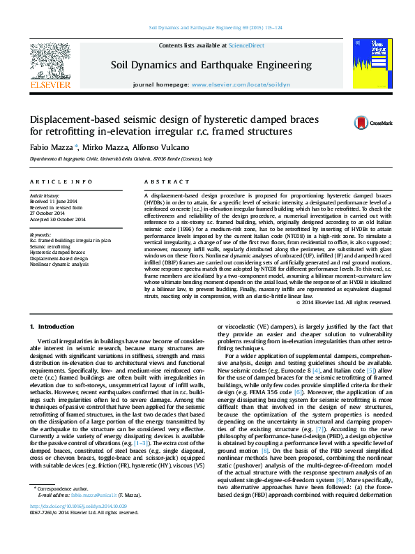 (PDF) Displacement-based seismic design of hysteretic damped braces for ...