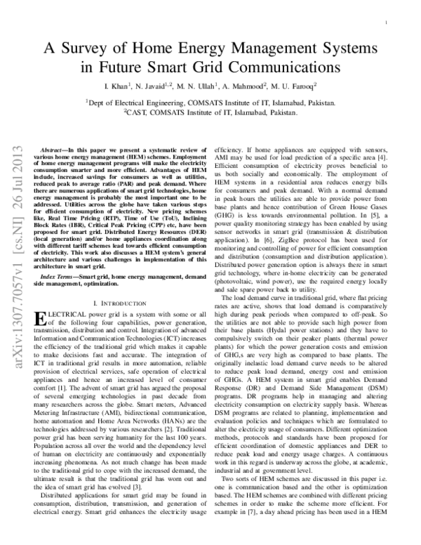 (PDF) A Survey of Home Energy Management Systems in Future Smart Grid ...