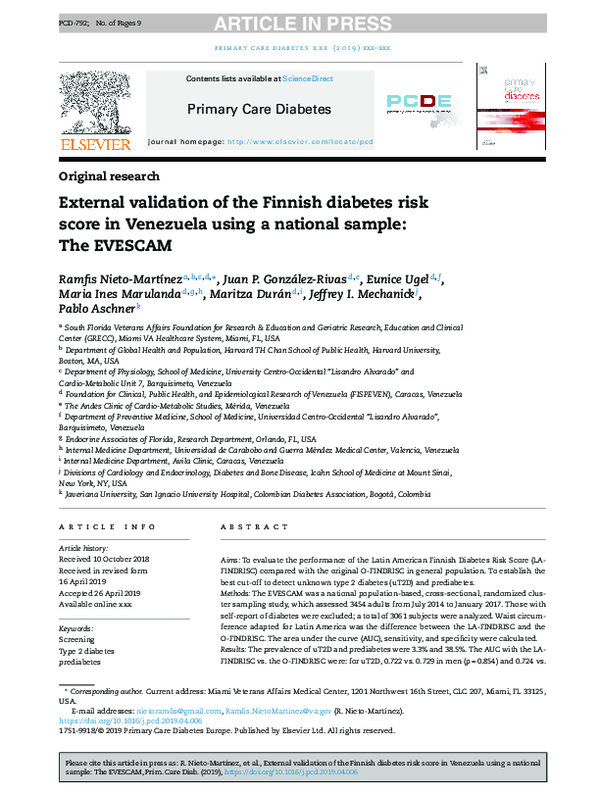 (PDF) External validation of the Finnish diabetes risk score in ...