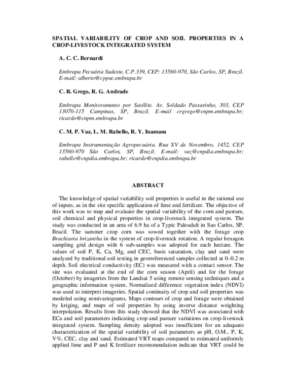 (PDF) Spatial Variability of Crop and Soil Properties in a Crop ...