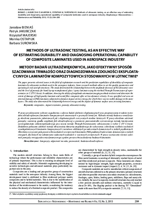 (PDF) Methods of ultrasonic testing, as an effective way of estimating ...