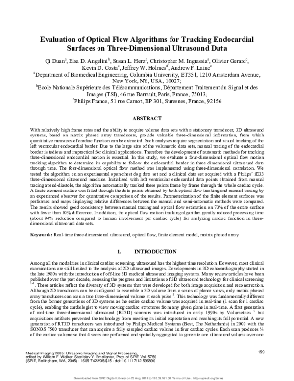 (PDF) Evaluation of optical flow algorithms for tracking endocardial ...