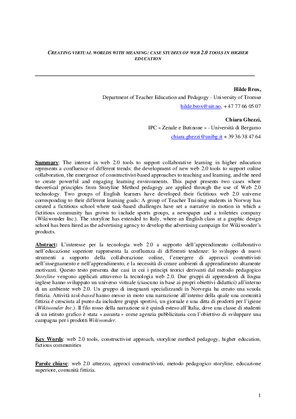 (PDF) Web 2.0 Tools in Higher Education: Case Studies of Collaborative ...
