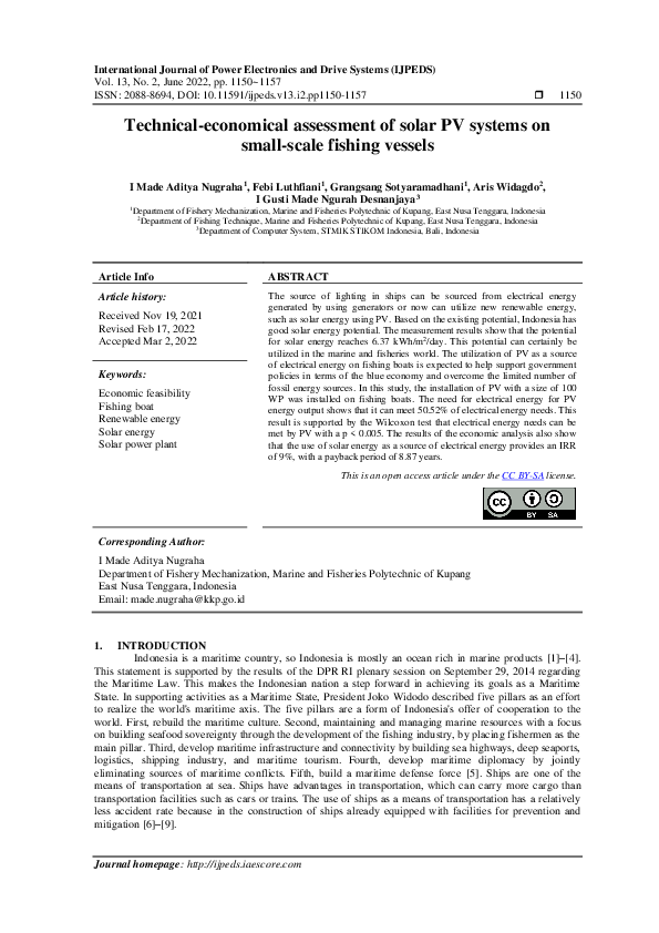 (PDF) Technical-economical assessment of solar PV systems on small ...