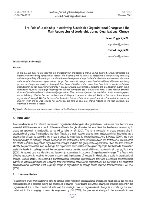 (PDF) The Role of Leadership in Achieving Sustainable Organizational ...