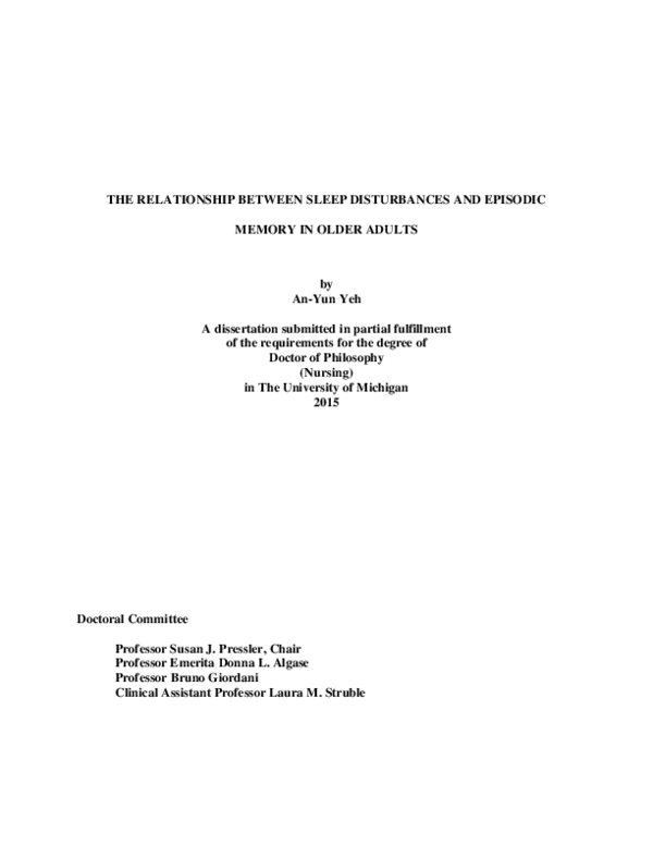(PDF) The Relationship Between Sleep Disturbances and Episodic Memory ...